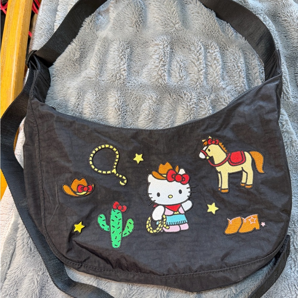 BAGGU Black Kids Bag with Cowboy and Kitty Design